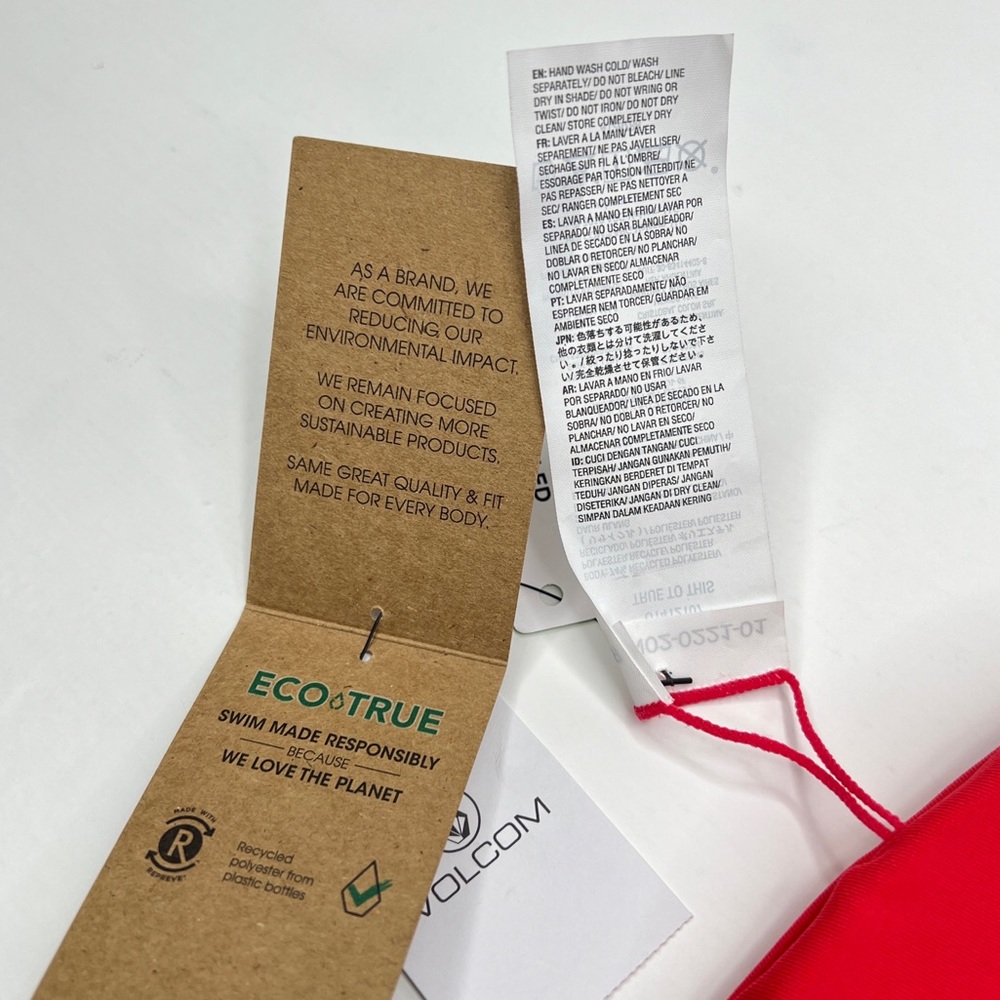 Volcom Simply Seamless Triangle Bikini Top Red - image 8